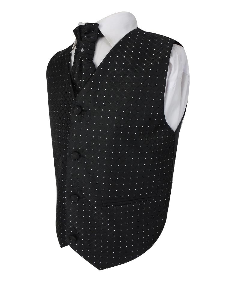 Baby & Boys 4 Piece Diamond Design Wedding Waistcoat Suit - Black