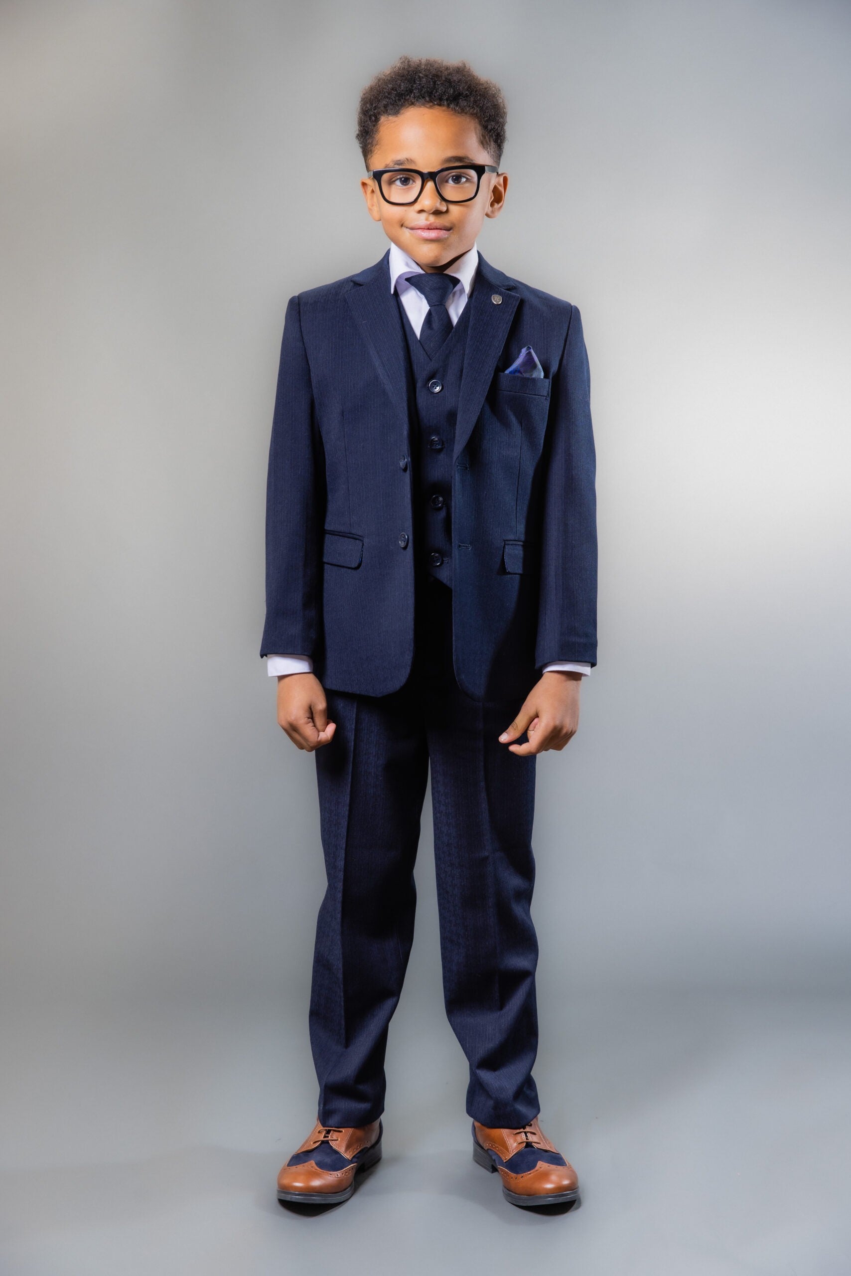 BoysTailored Fit Navy Husky Suit Set - IAN - Navy Blue