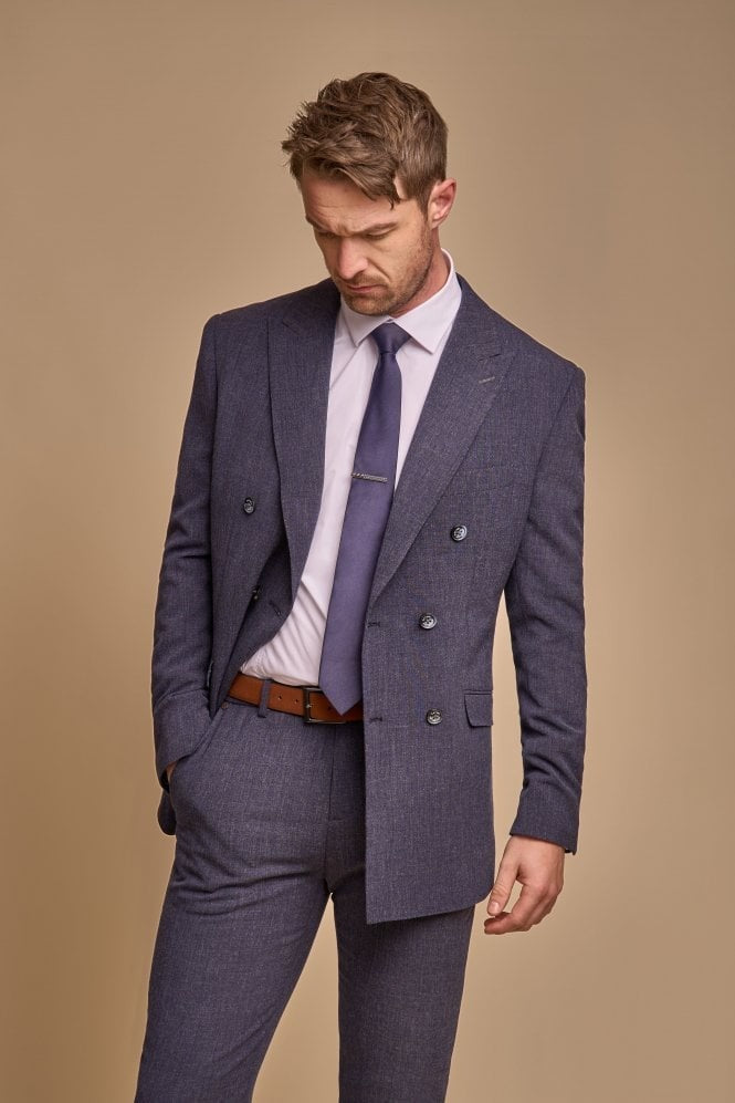 Men's Double Breasted Slim Fit Suit - TOKYO - Navy Blue