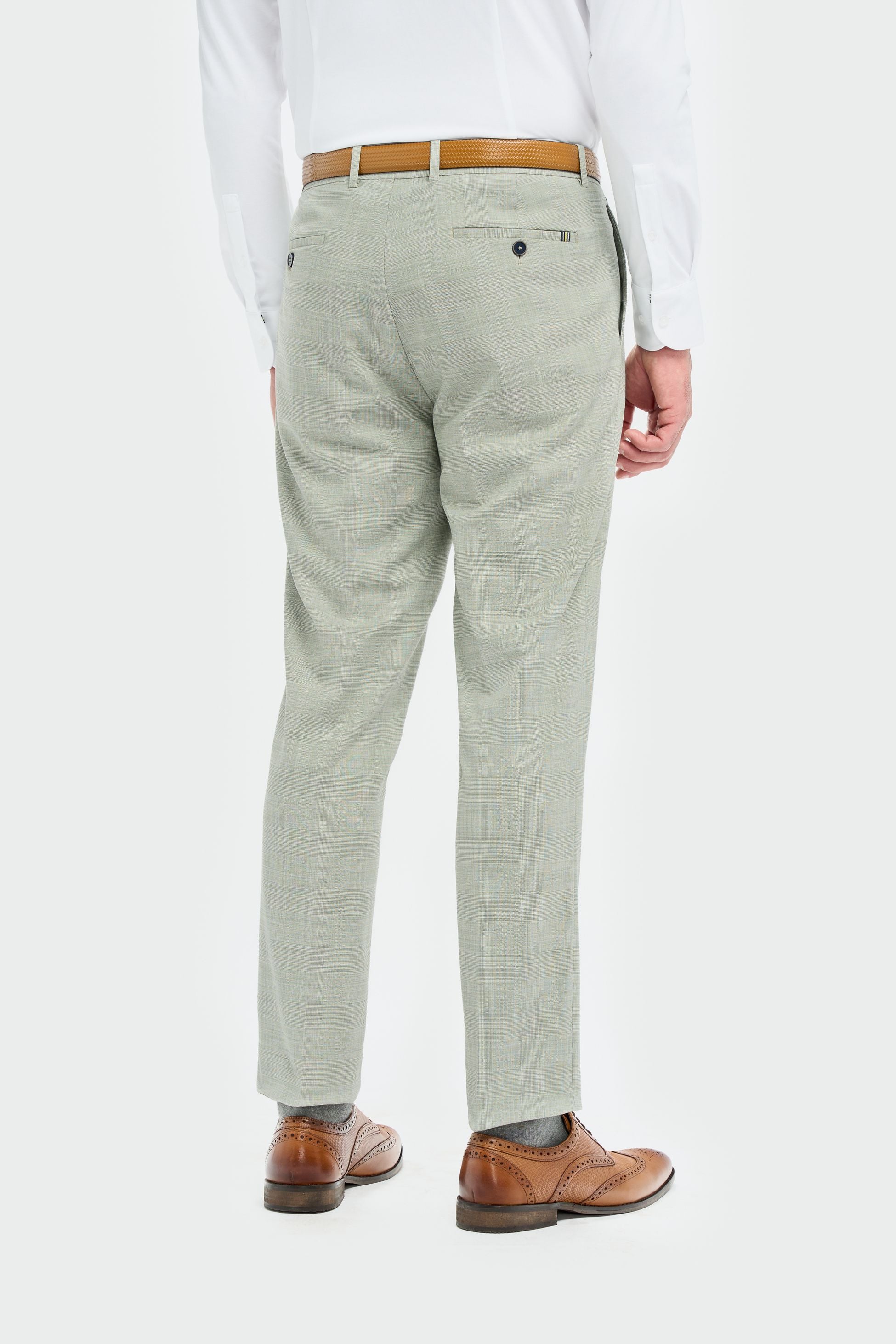 Men’s Sage Green Textured Trousers - Camden - Sage Green