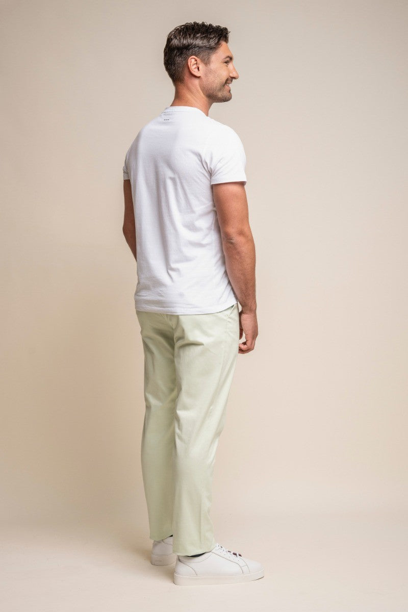 Men's Cotton Chino Trousers - DAKOTA - Sage Creeam