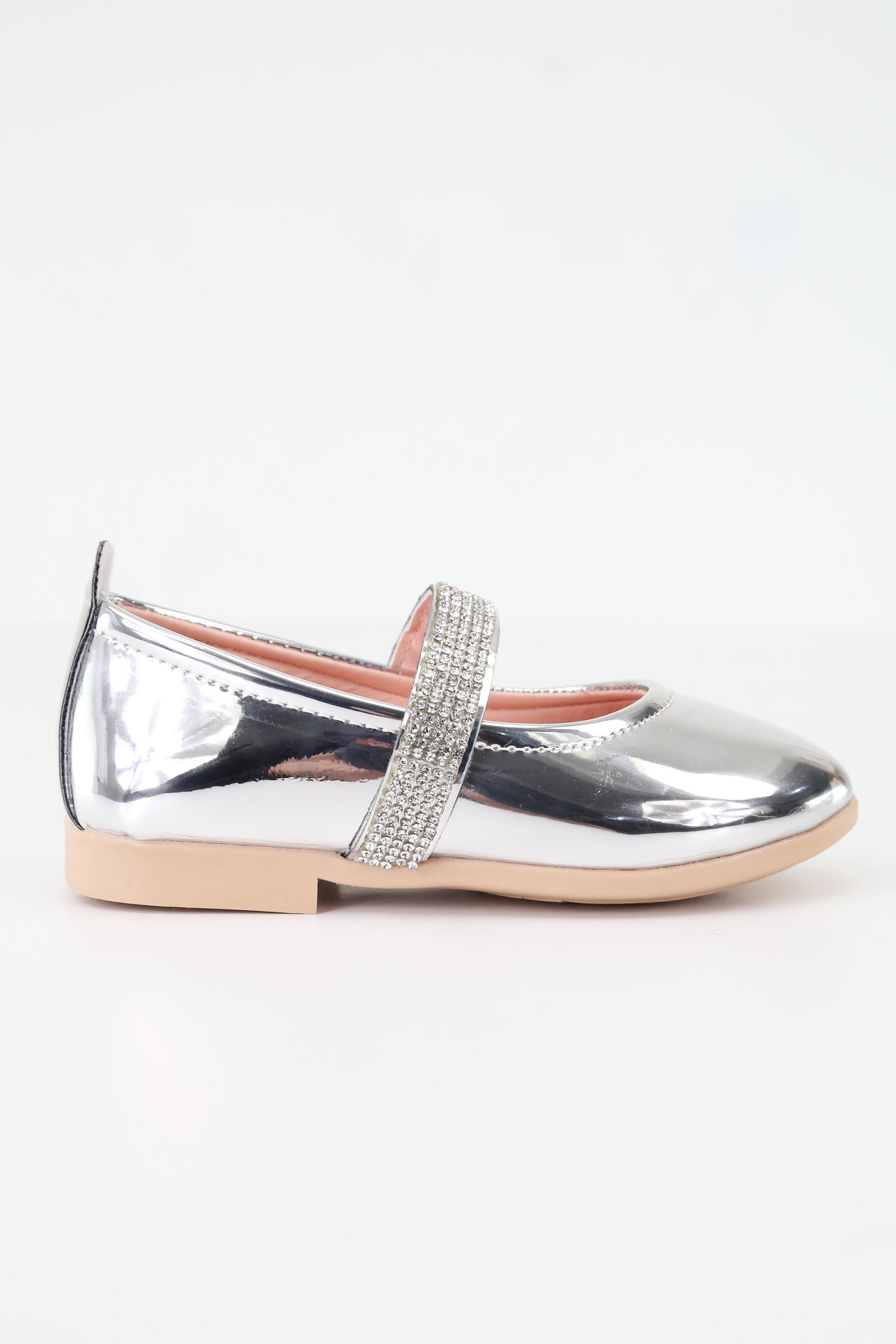 Girls Rhinestone Patent Mary Jane Shoes - ARWEN - Silver