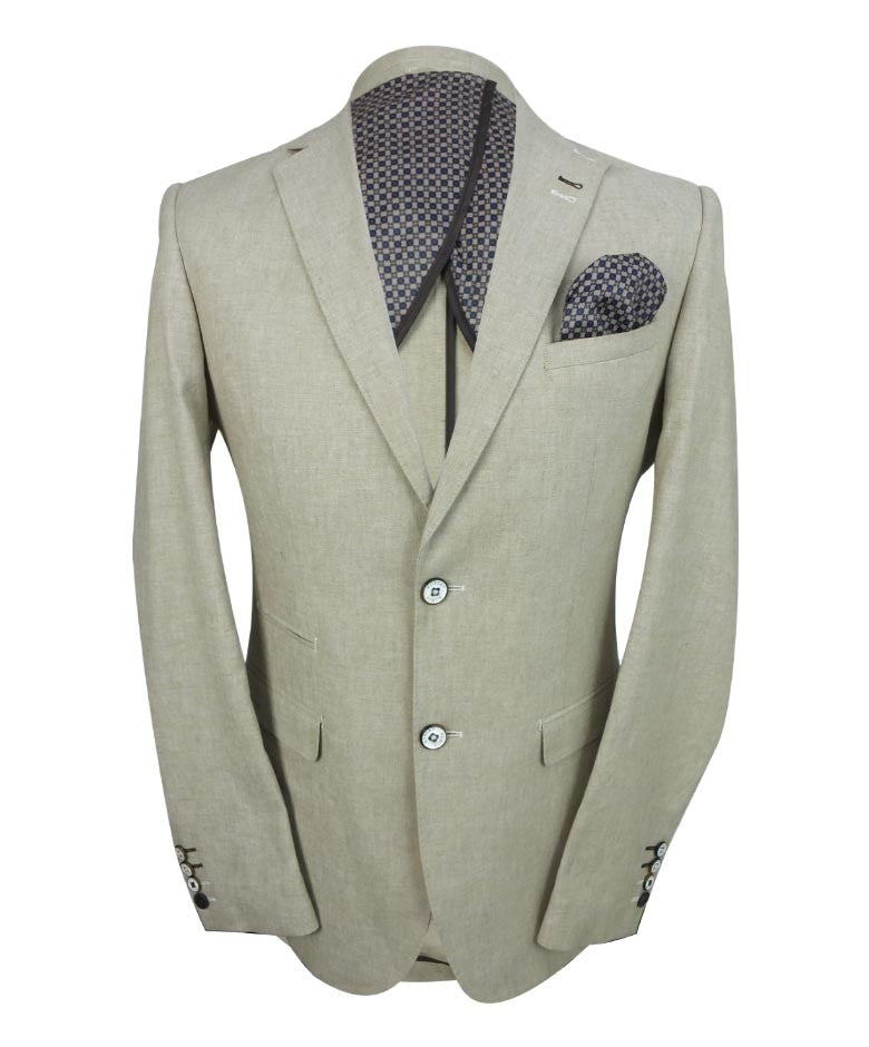 Men's Slim Fit Linen Suit - ETHAN Style - Beige