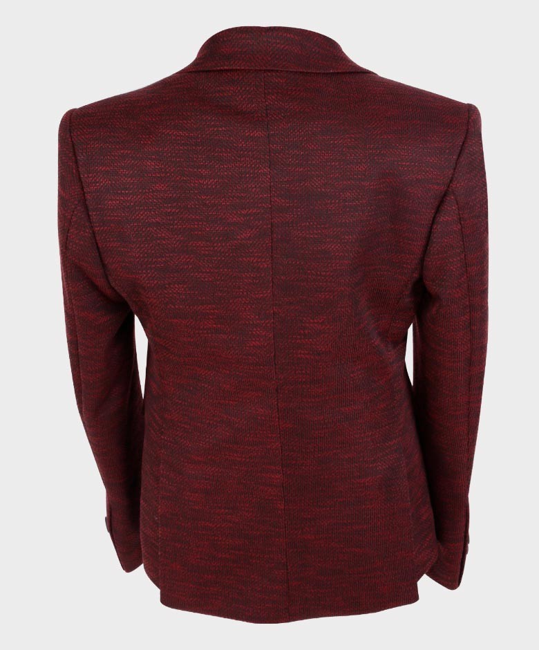 Boys Tailored Fit Birdseye Blazer - Burgundy