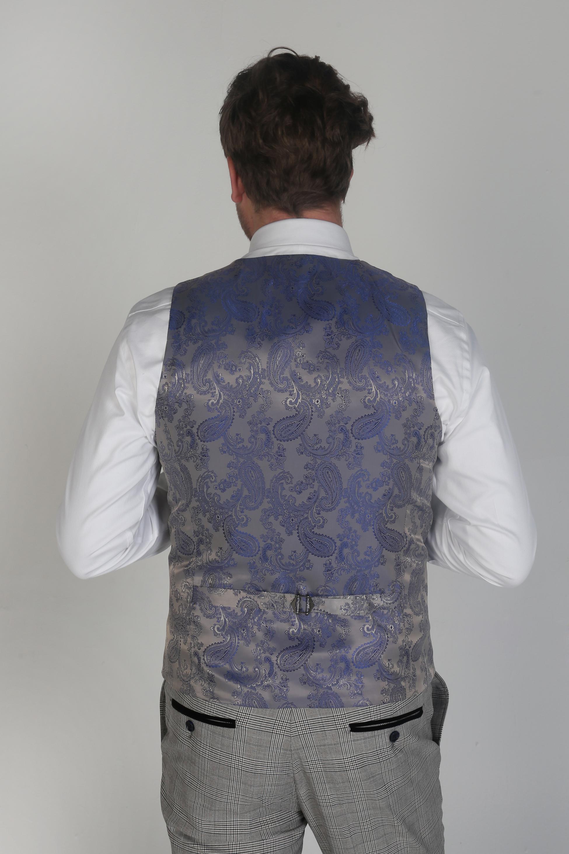 Men's Tweed Check Formal Waistcoat - HUGO - Grey