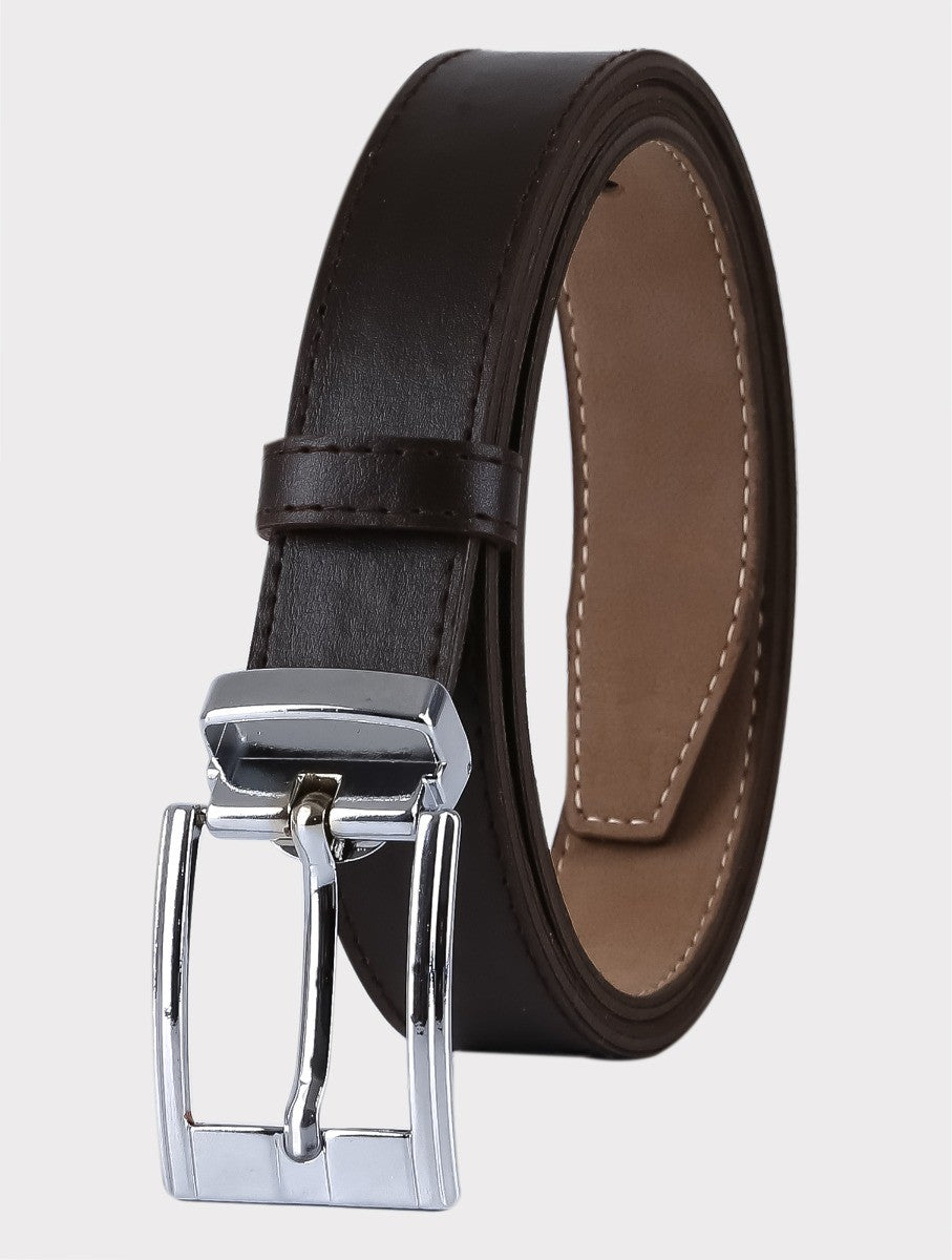 Boys Adjustable Leather Belt - Dark Brown