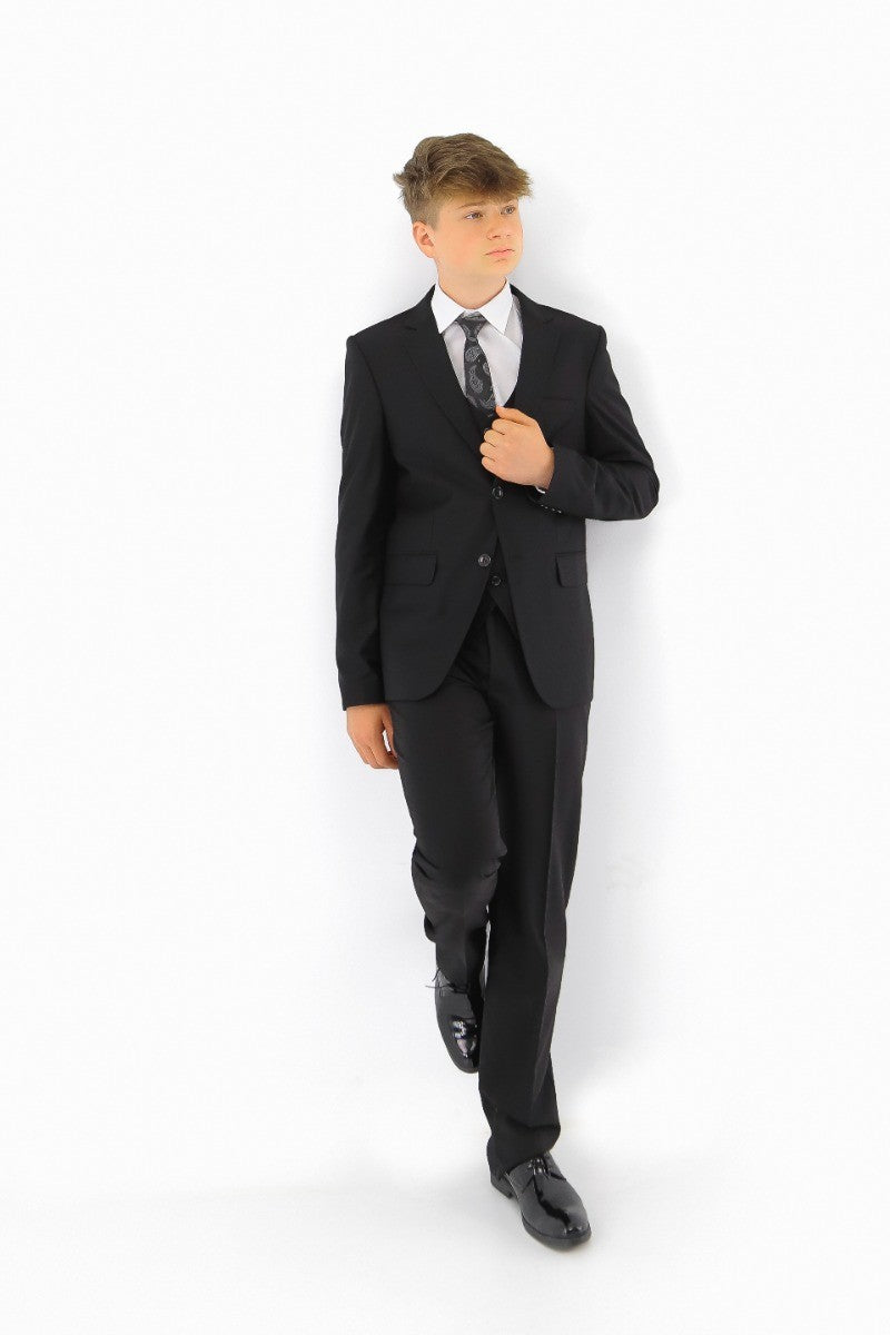 Boys Tailored Fit Formal Suit - Black