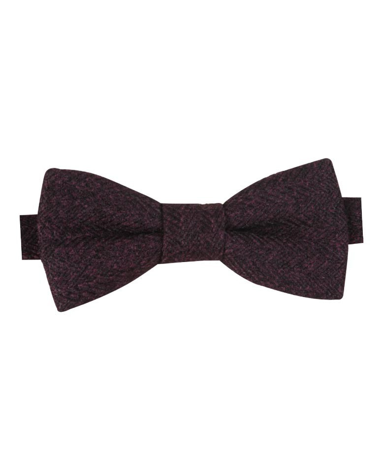 Boys & Men's Herringbone Tweed Bow Tie and Pocket Square - Purple