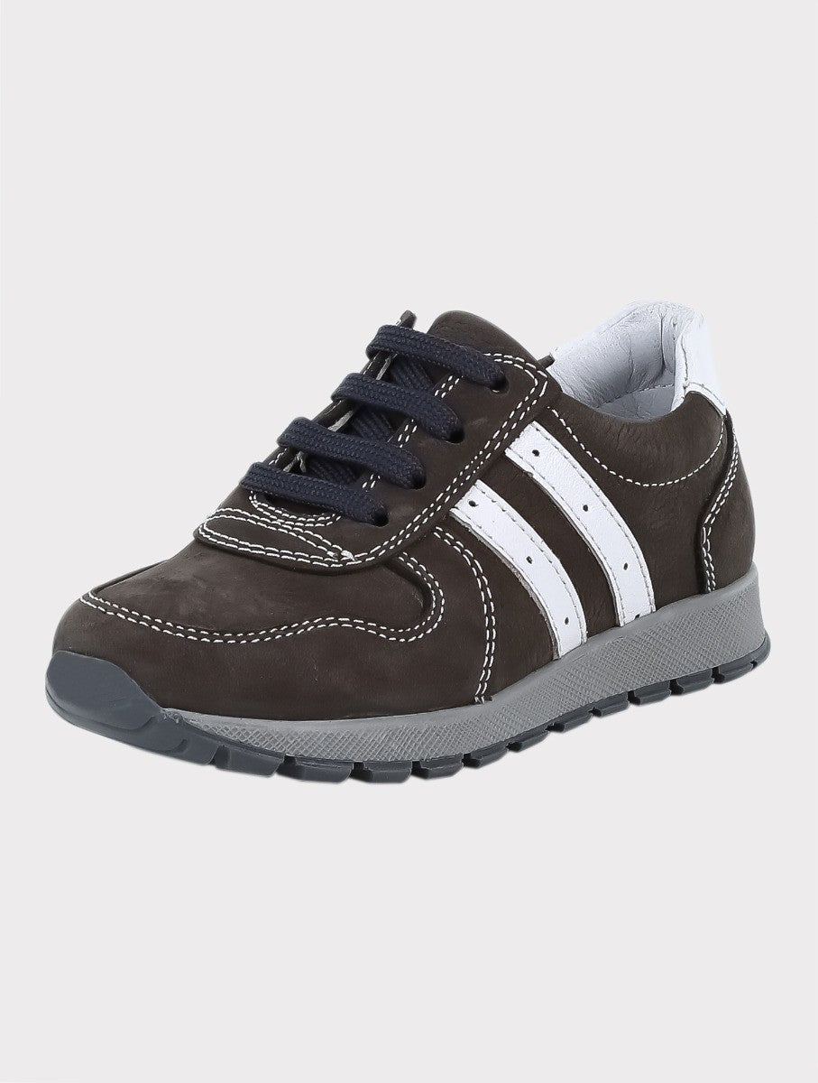 Boys Genuine Leather Brown Sneakers - VENOSA - Brown