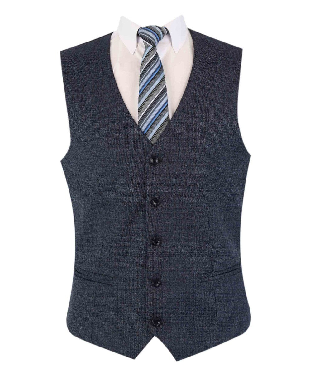 Men's Textured Tailored Fit Suit - ADRIAN - Navy Blue