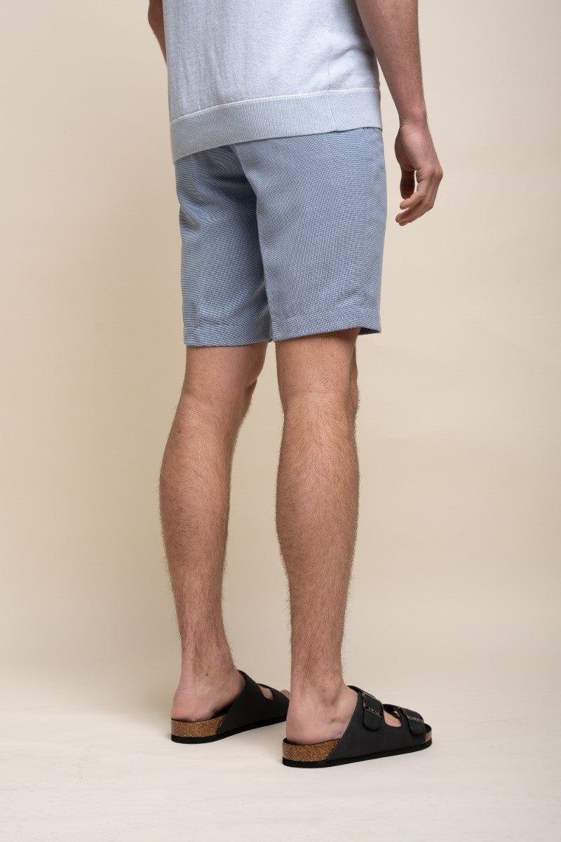 Men's Mid Rise Slim Fit Shorts- MIAMI - Sky Blue