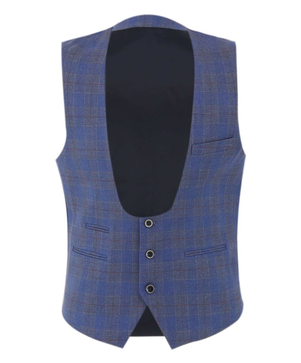 Men's Windowpane Check Slim Fit Suit - CONNOR - Pale Blue