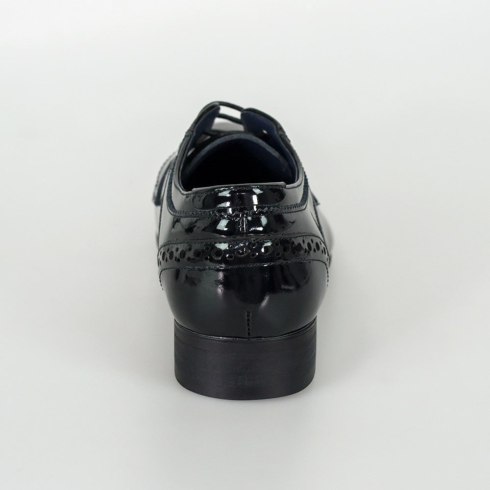 Men's Patent Lace up Tuxedo Shoes - SCOTT Black - Black