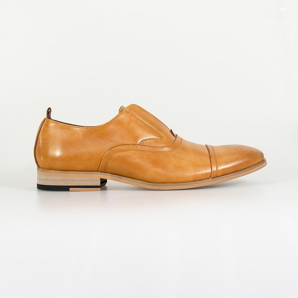 Men's Slip On Loafer Leather Shoes - CARLOTTA - Tan Brown