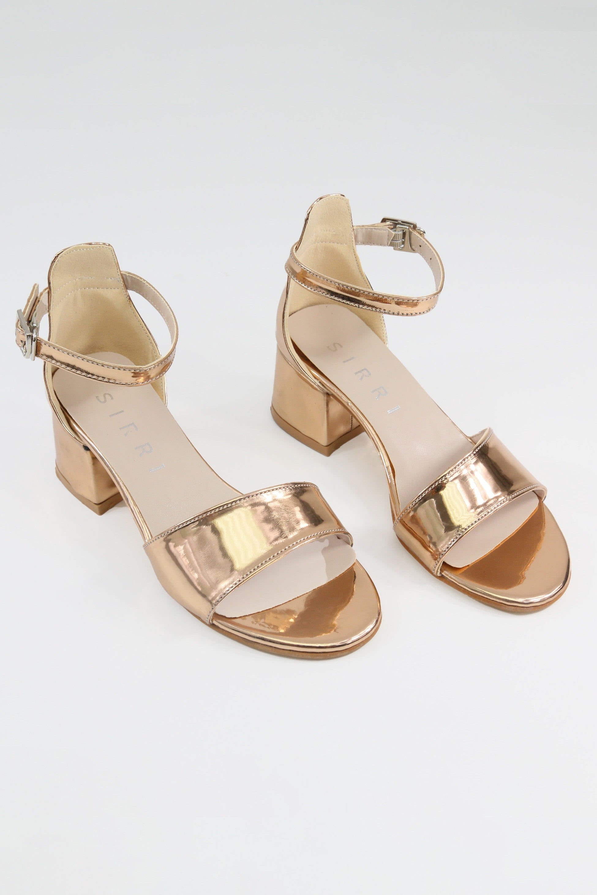 Girls Iridescent Block Heels Patent Sandals - NOVA - Gold