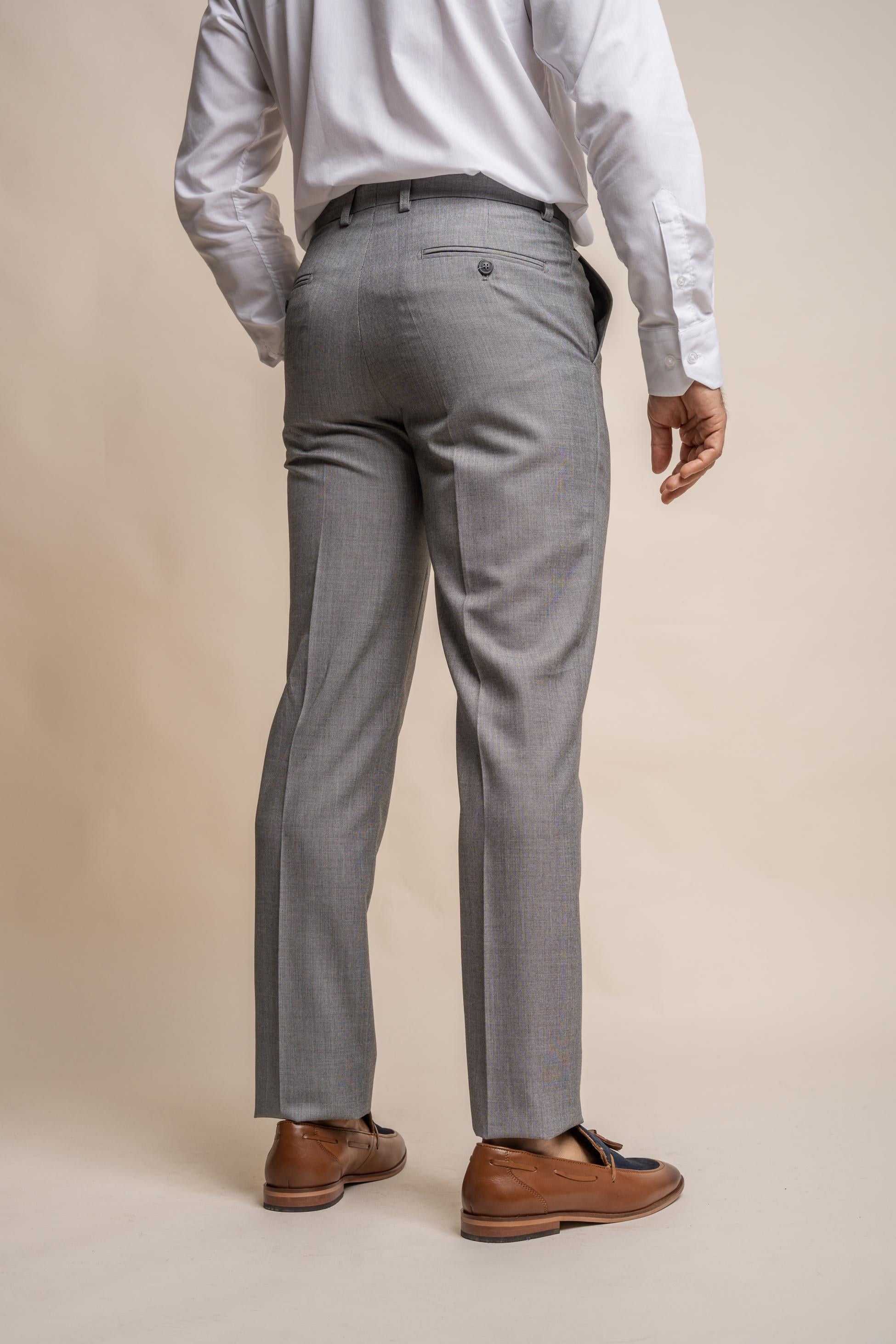 Men's Slim Fit Formal Trousers - REEGAN - Light Grey