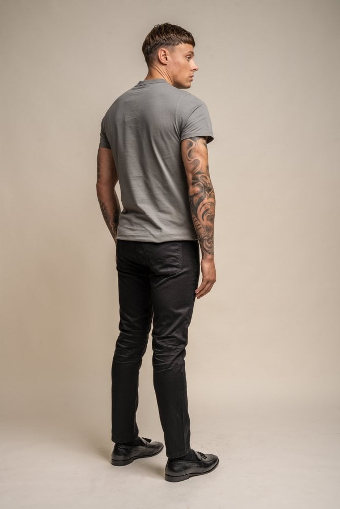 Men's Casual Slim Fit Denim Jeans - BRAD - Black