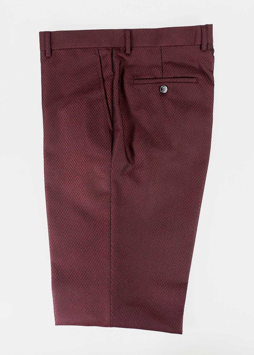 Men's Slim Fit Textured Trousers - MYERS - Wine