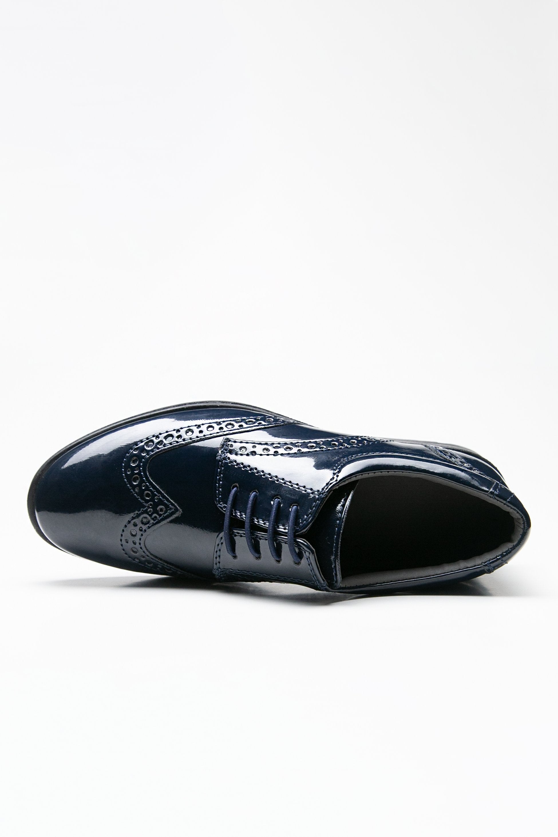 Boys’ Patent Derby Brogue Lace-Up Dress Shoes - Navy Blue