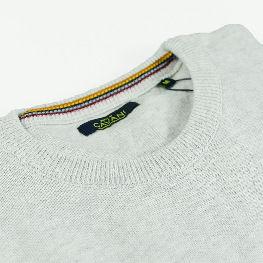 Men's Cotton Slim Fit Crewneck Jumper - Ecru