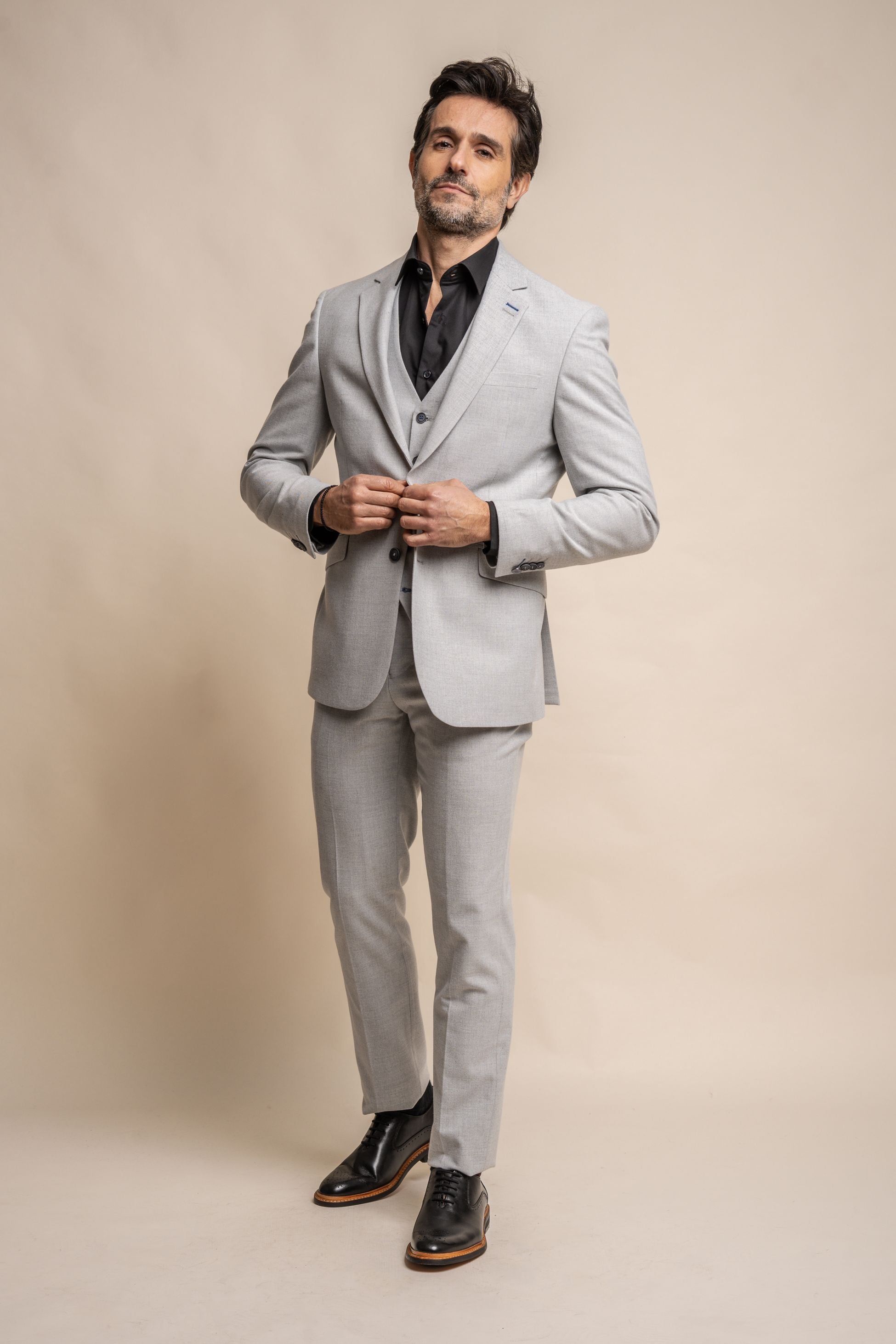 Men's Tweed Slim Fit Formal Suit Jacket - FURIOUS Ivory - Ivory