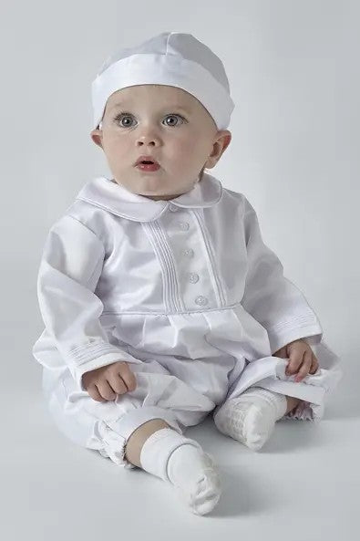 Baby Boy Christening Baptism Romper Set - MICHAEL - White