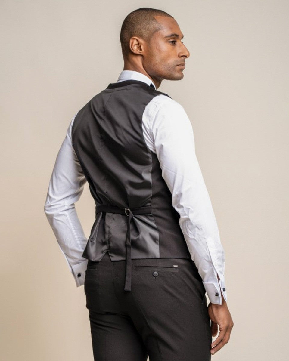 Men's Slim Fit Double Breasted Waistcoat - MARCO - Black