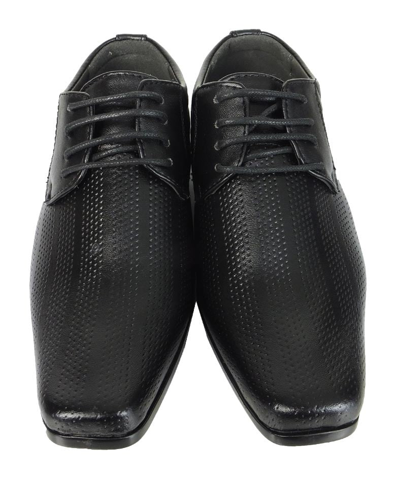 Boys Lace Up Derby Shoes - BRIGHTON Black - Black