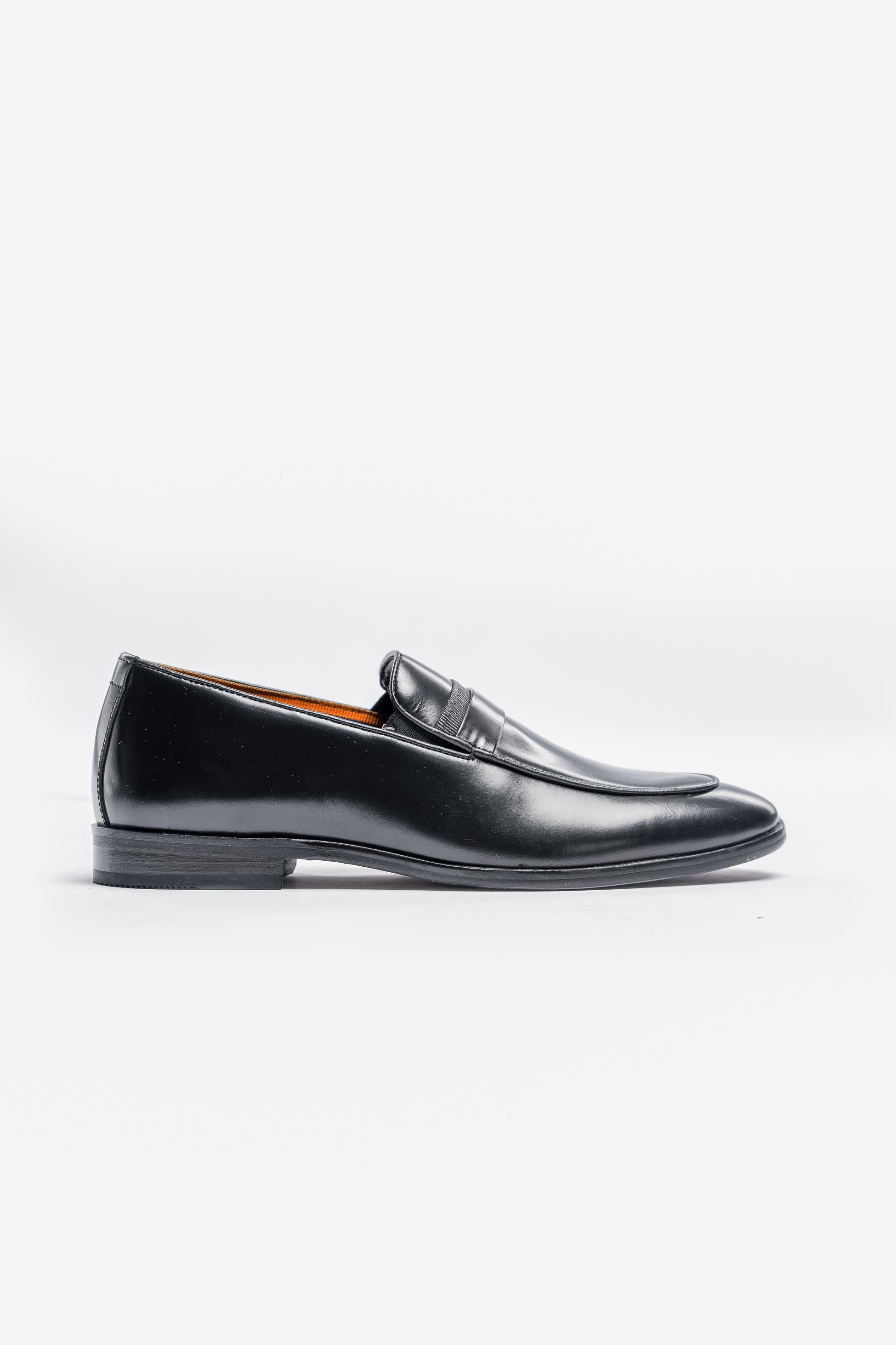 Men's Calssic Black Slip On Loafers - RENO - Black