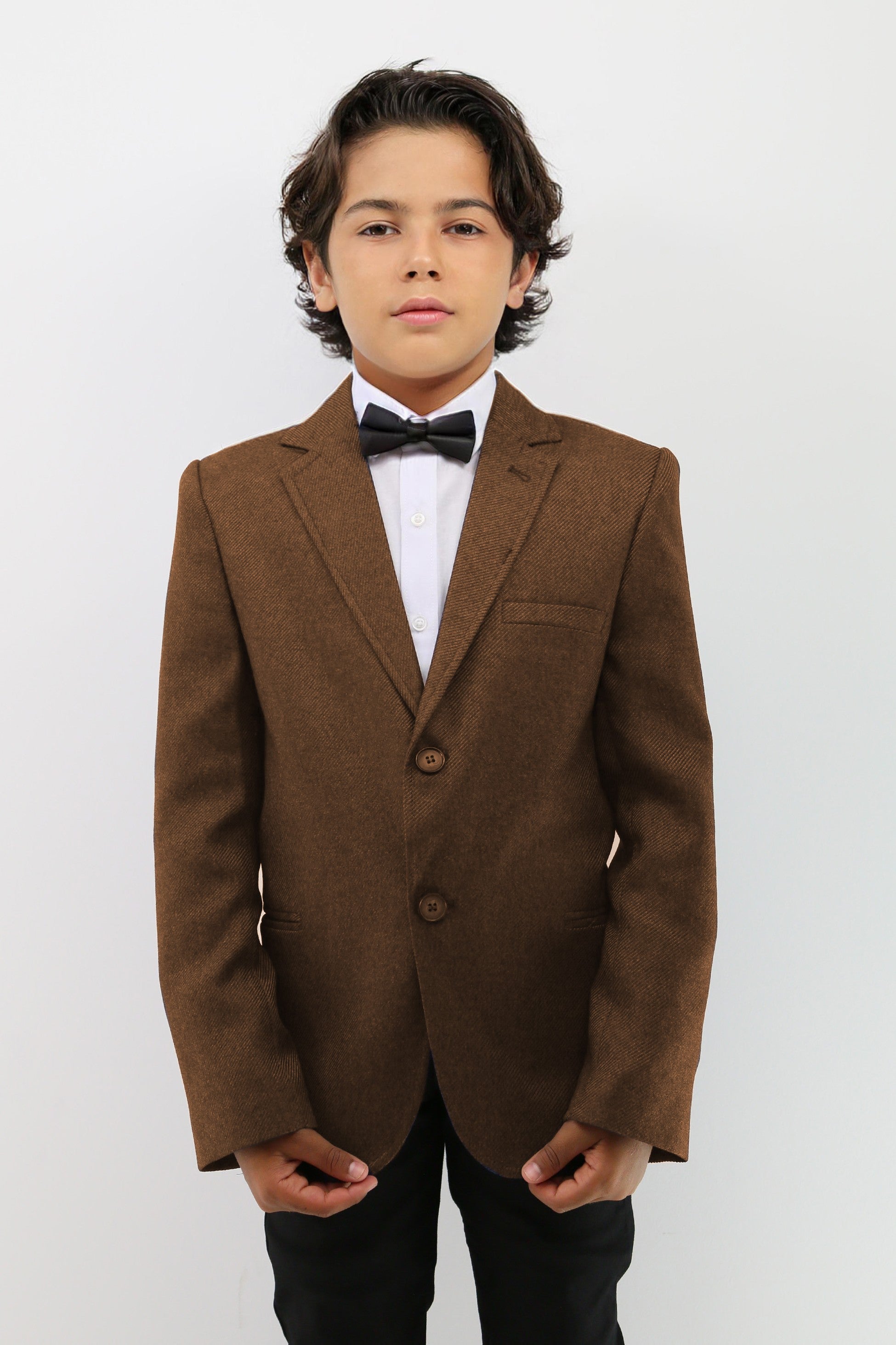 Boys Formal Textured Blazer Jacket - Tan