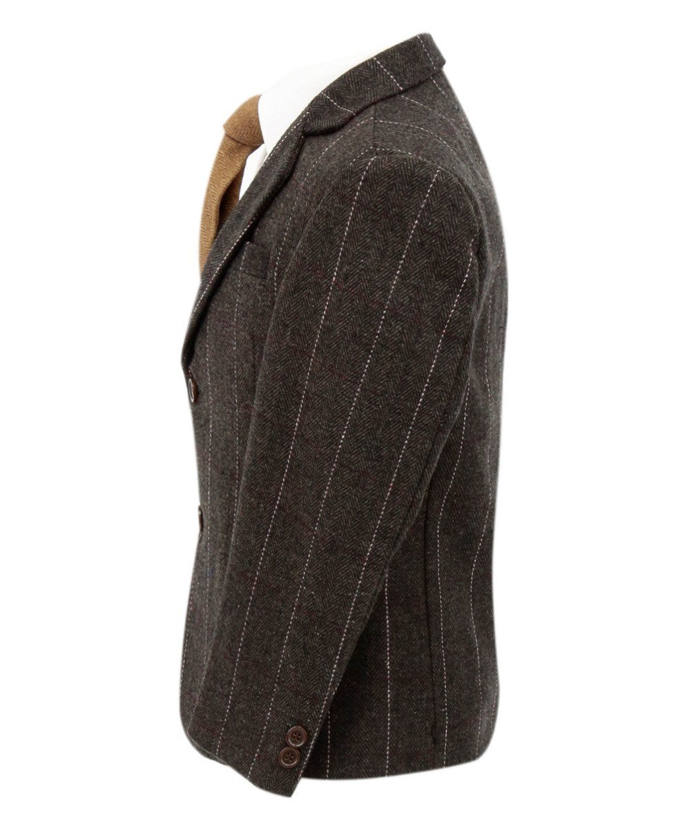 Baby Boys Tweed Herringbone Pinstripe Formal Blazer - Brown