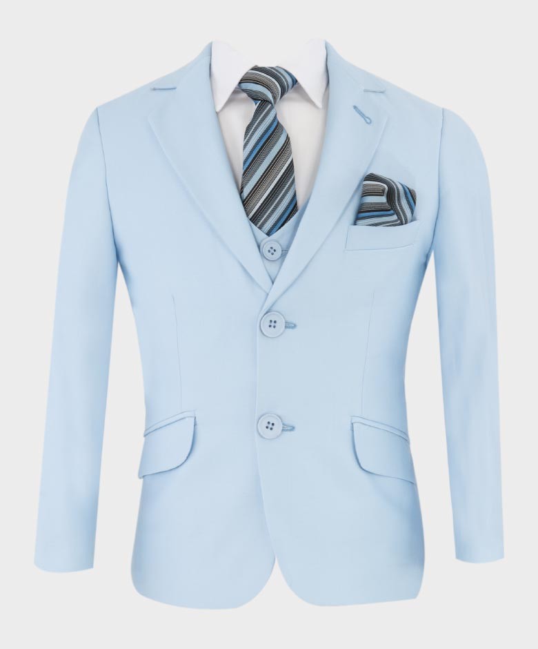 Boys Solid Tailored Fit Communion Suit Set - Light Blue