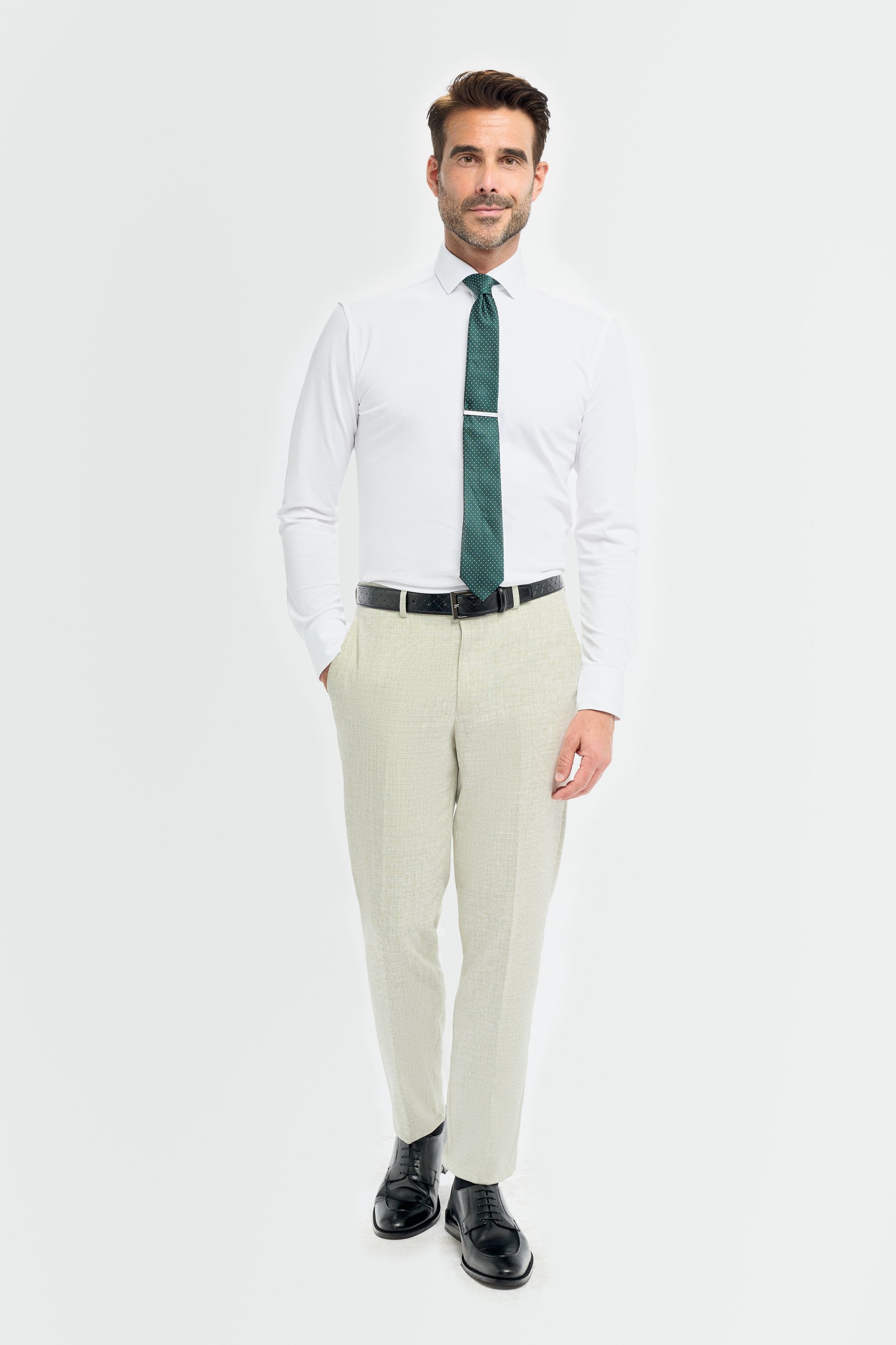 Men’s Slim Fit Textured Formal Trousers - Tropez - Sage Green