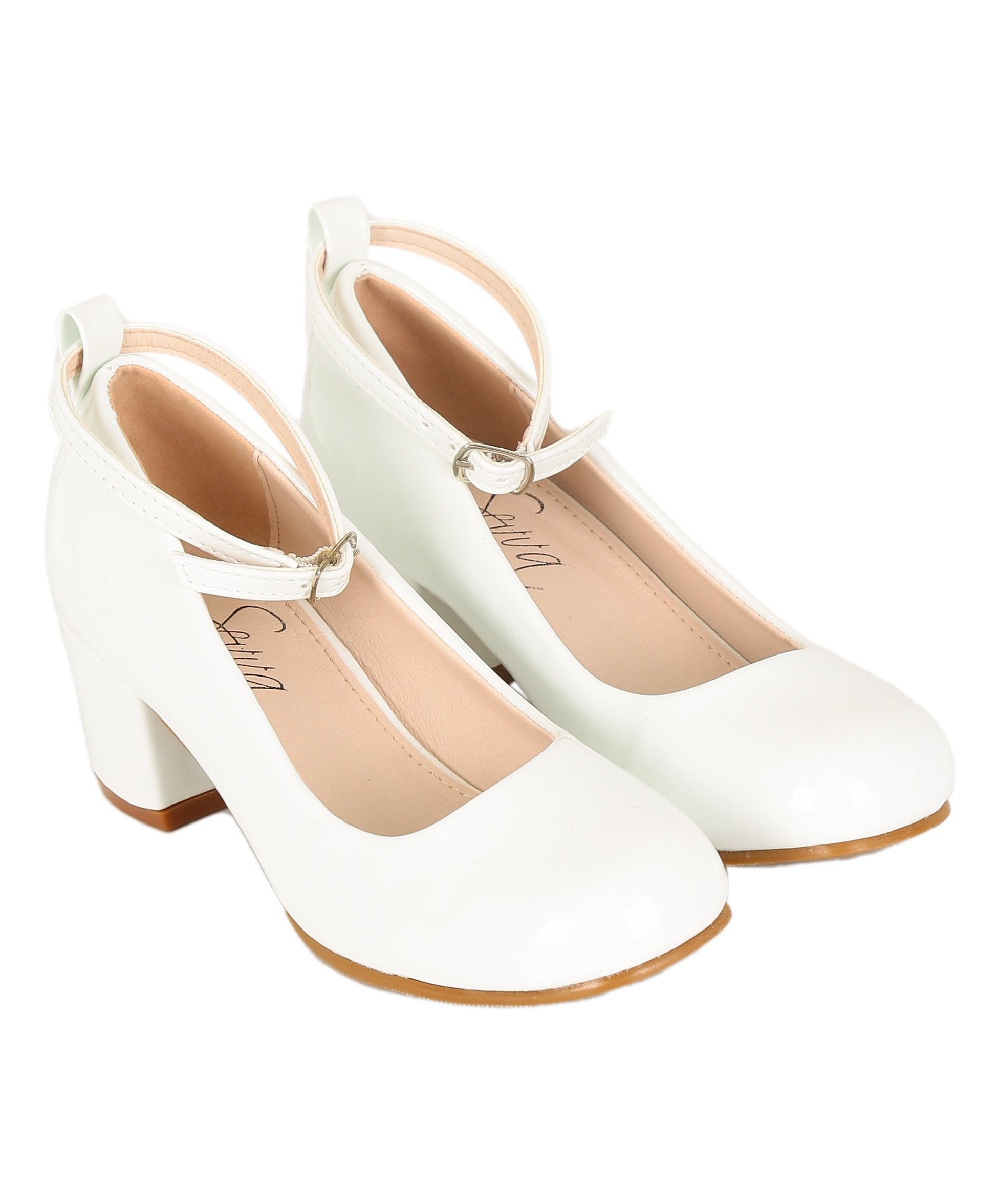 Girls' Mary Jane High block Heal Patent Dresss shoes - JULIA - Ivory