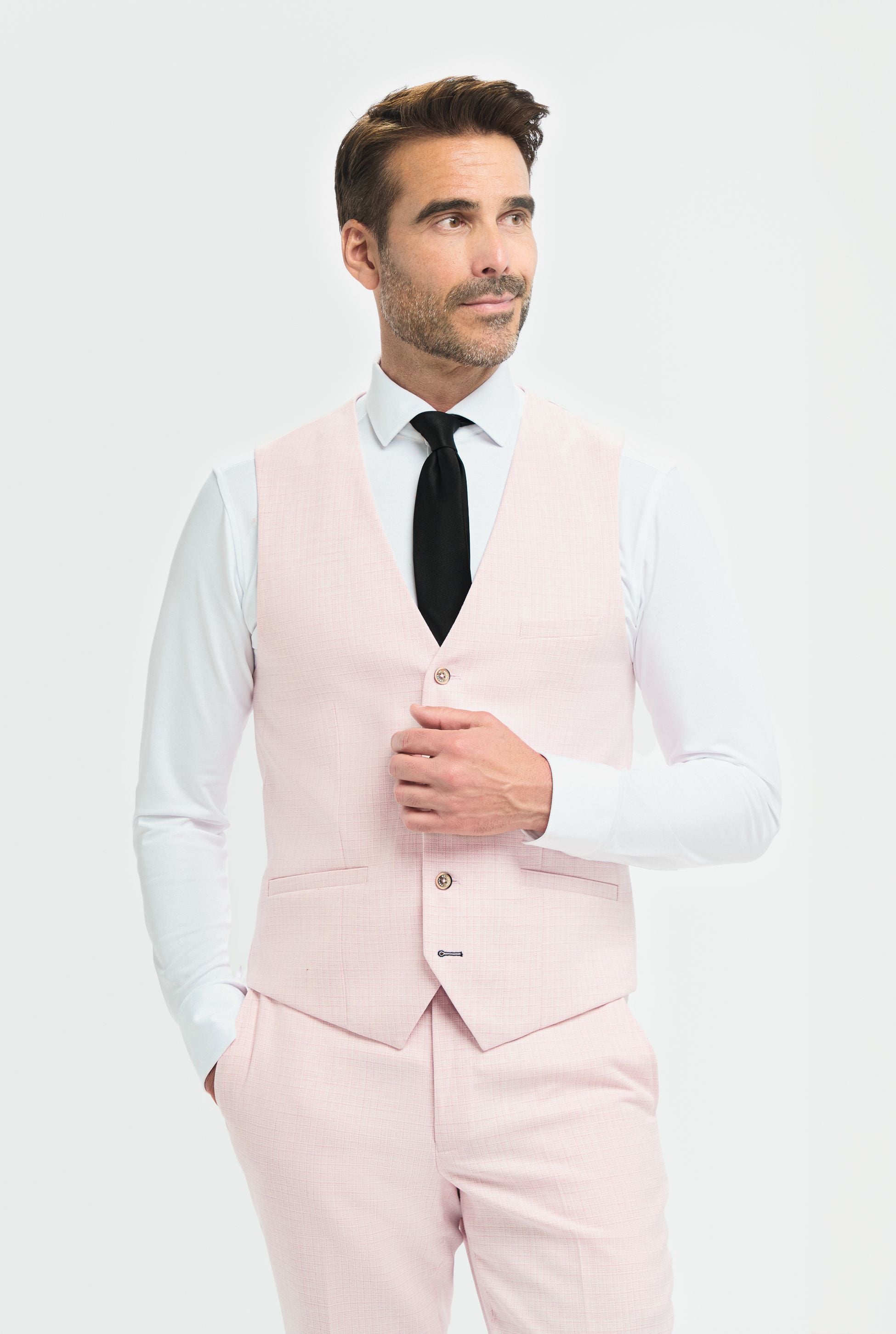 Men’s Slim Fit Textured Formal Waistcoat - Tropez - Mauve