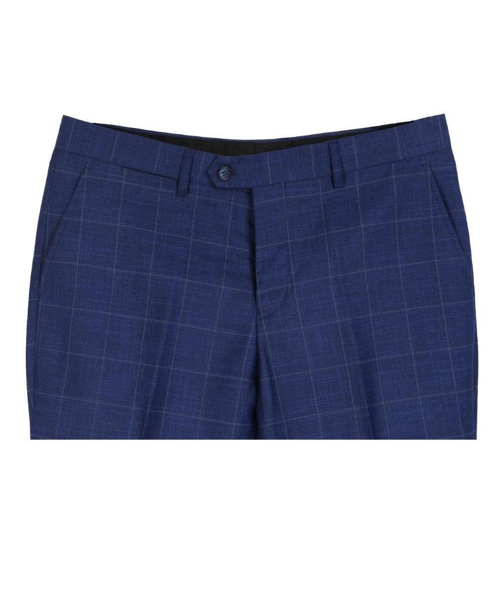 Men's Windowpane Check Trousers - ROVER Blue - Blue