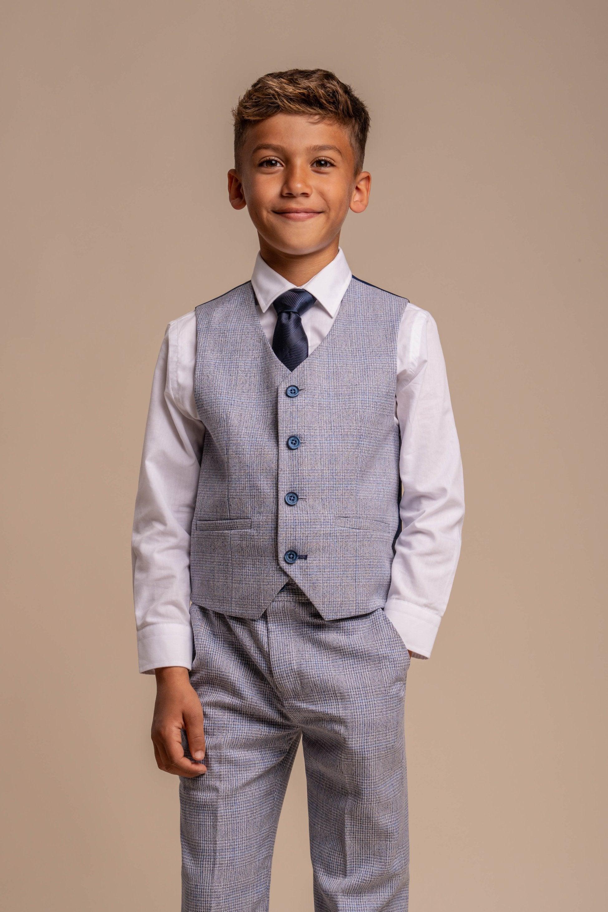 Boys Slim Fit Formal Suit - CARIDI - Blue