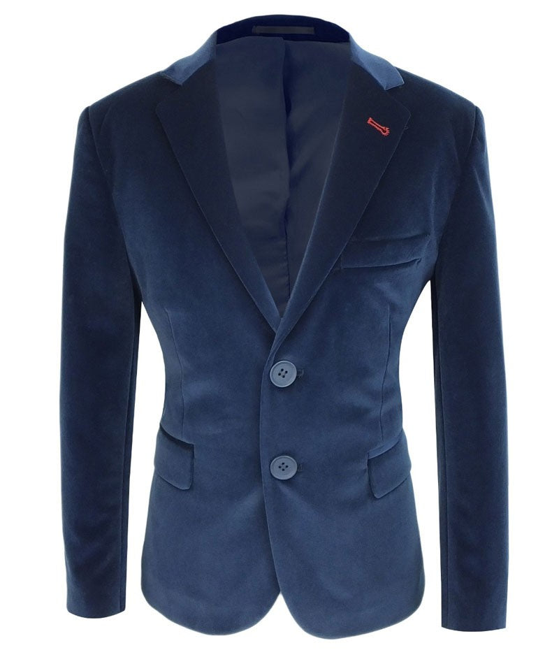 Boys Velvet Parliament Blue Blazer - Parliament Blue