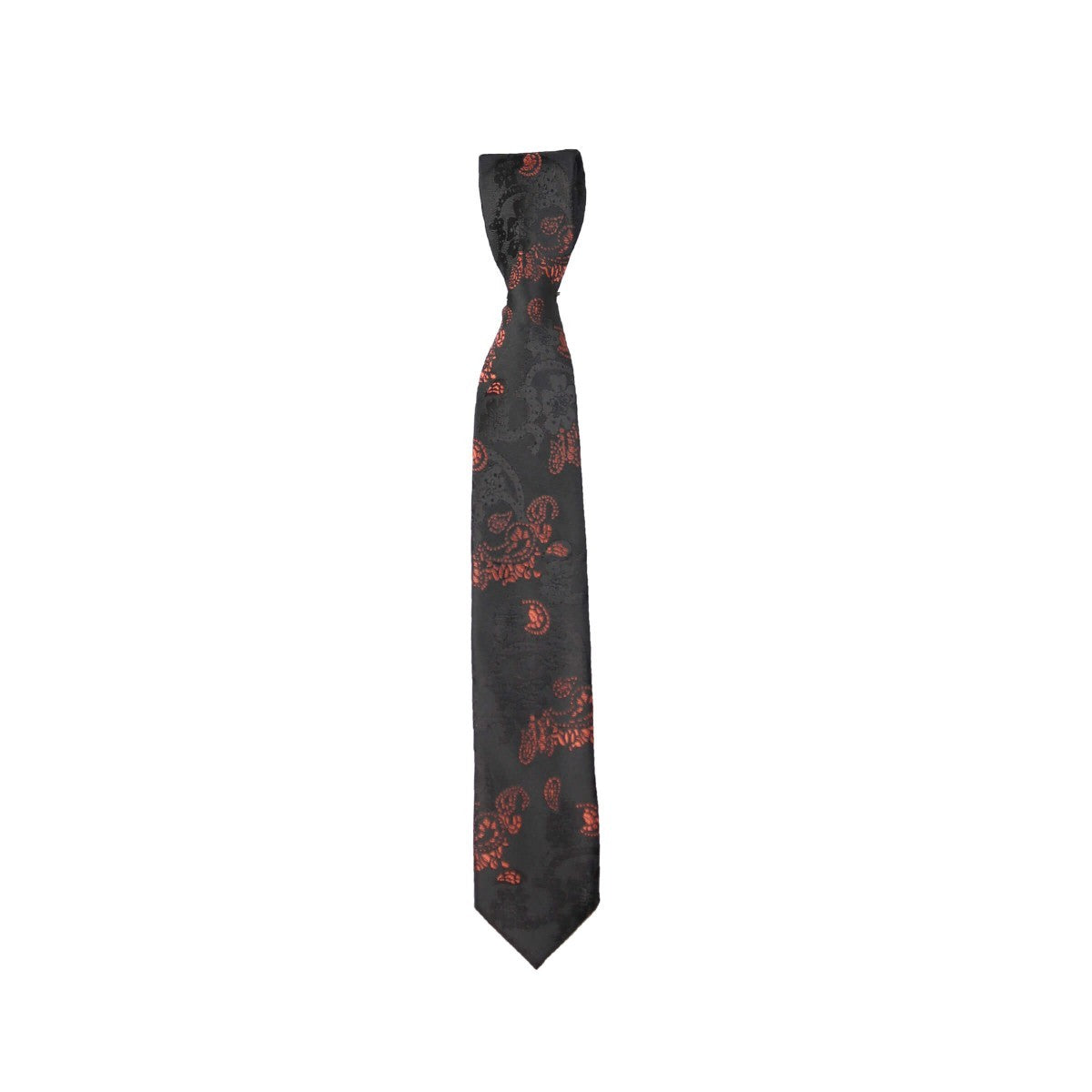 Boys Paisley Tie & Hanky Set - Black and Orange