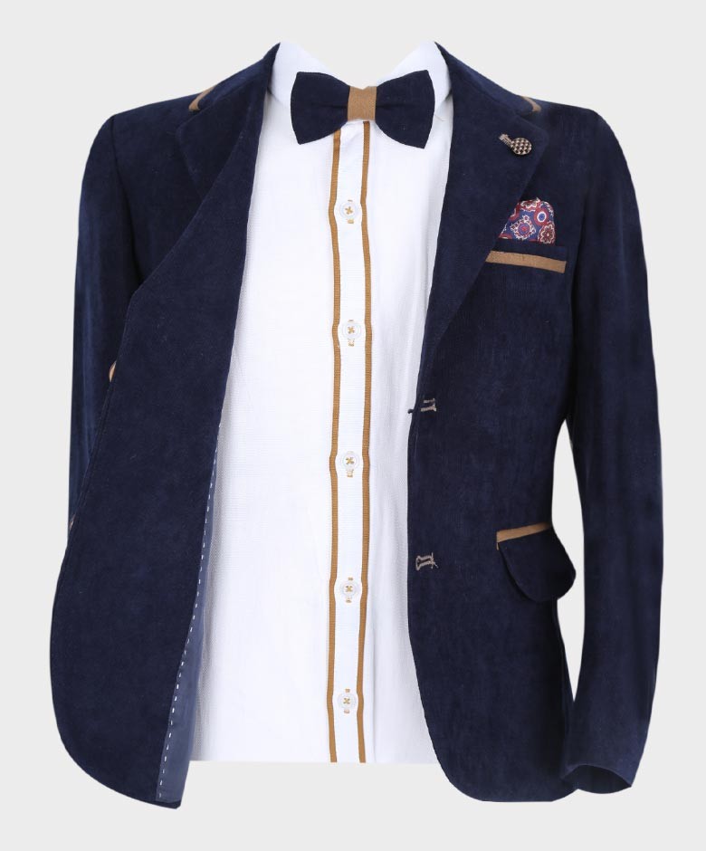 Boys Tailored Fit 6 Piece Suit Set - Sebastian - Navy Blue