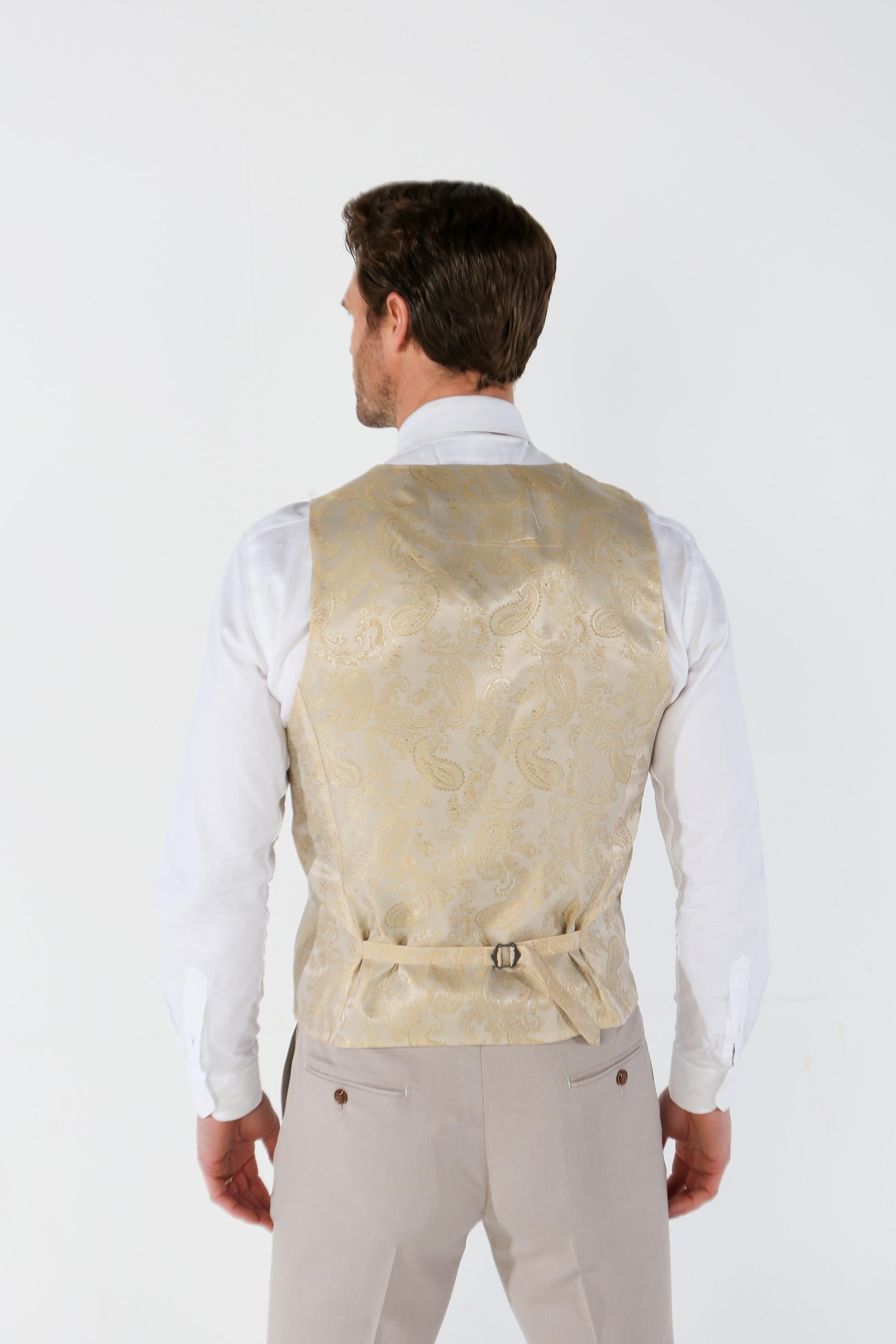 Men's Tailored Fit Single breasted Waistcoat - MAYFAIR - Stone