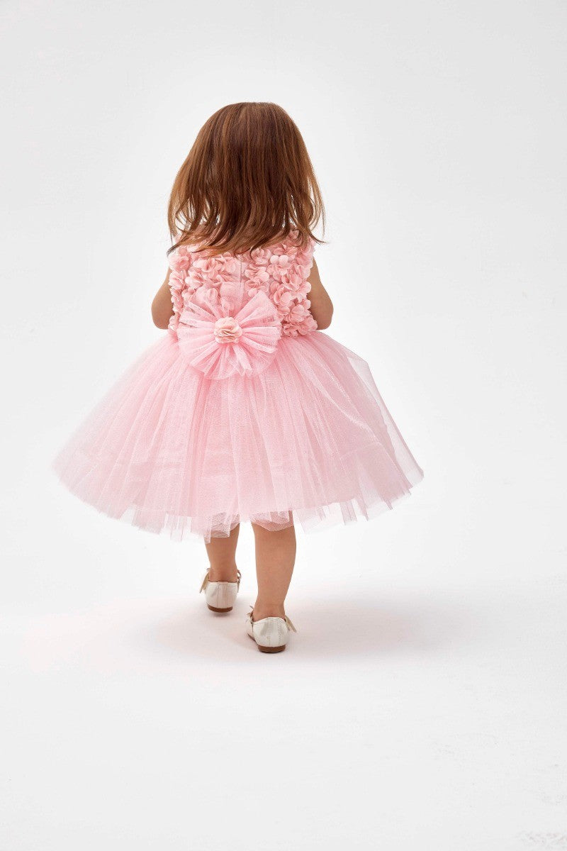 Baby Girls Floral Tulle Sleeveless Dress Set - Pink