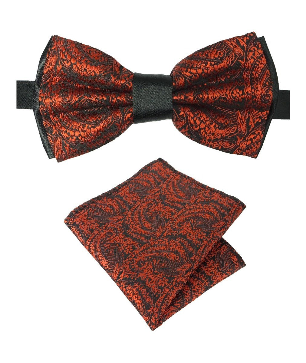 Boys & Men's Paisley Bow Tie and Hanky Set - Red