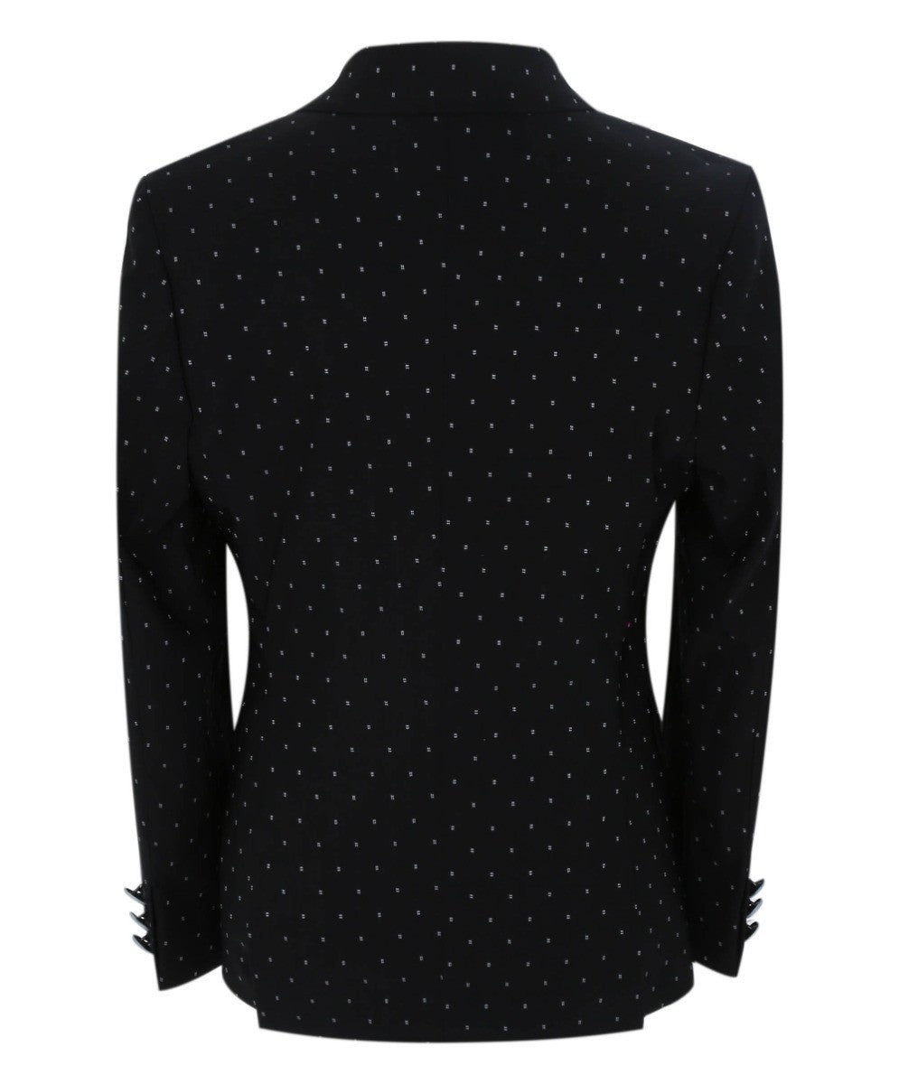 Boys Polka Dot Slim Fit Black Suit - Avagadro - Black