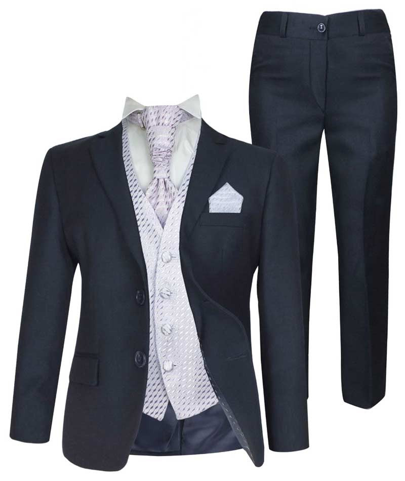 Boys 5 PC Navy Dinner Suit - Lilac