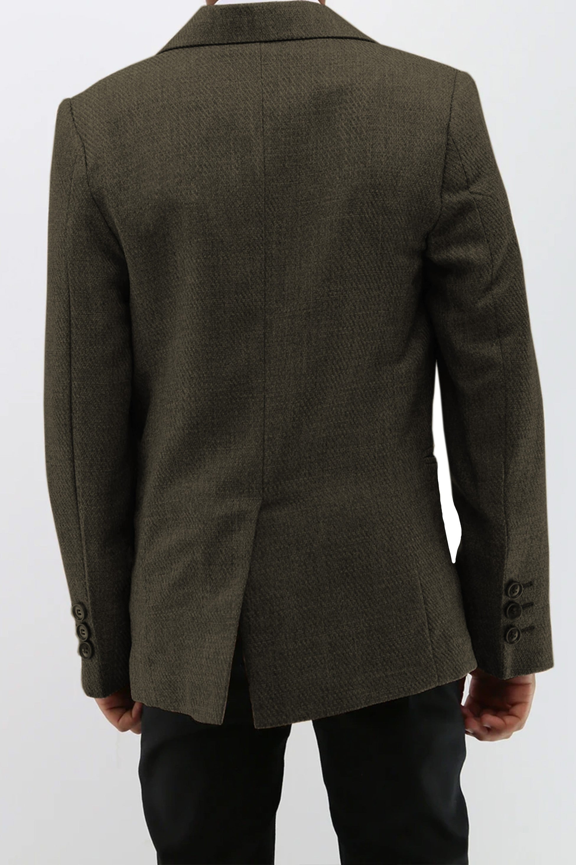 Boys Formal Textured Tweed Blazer - Khaki Green