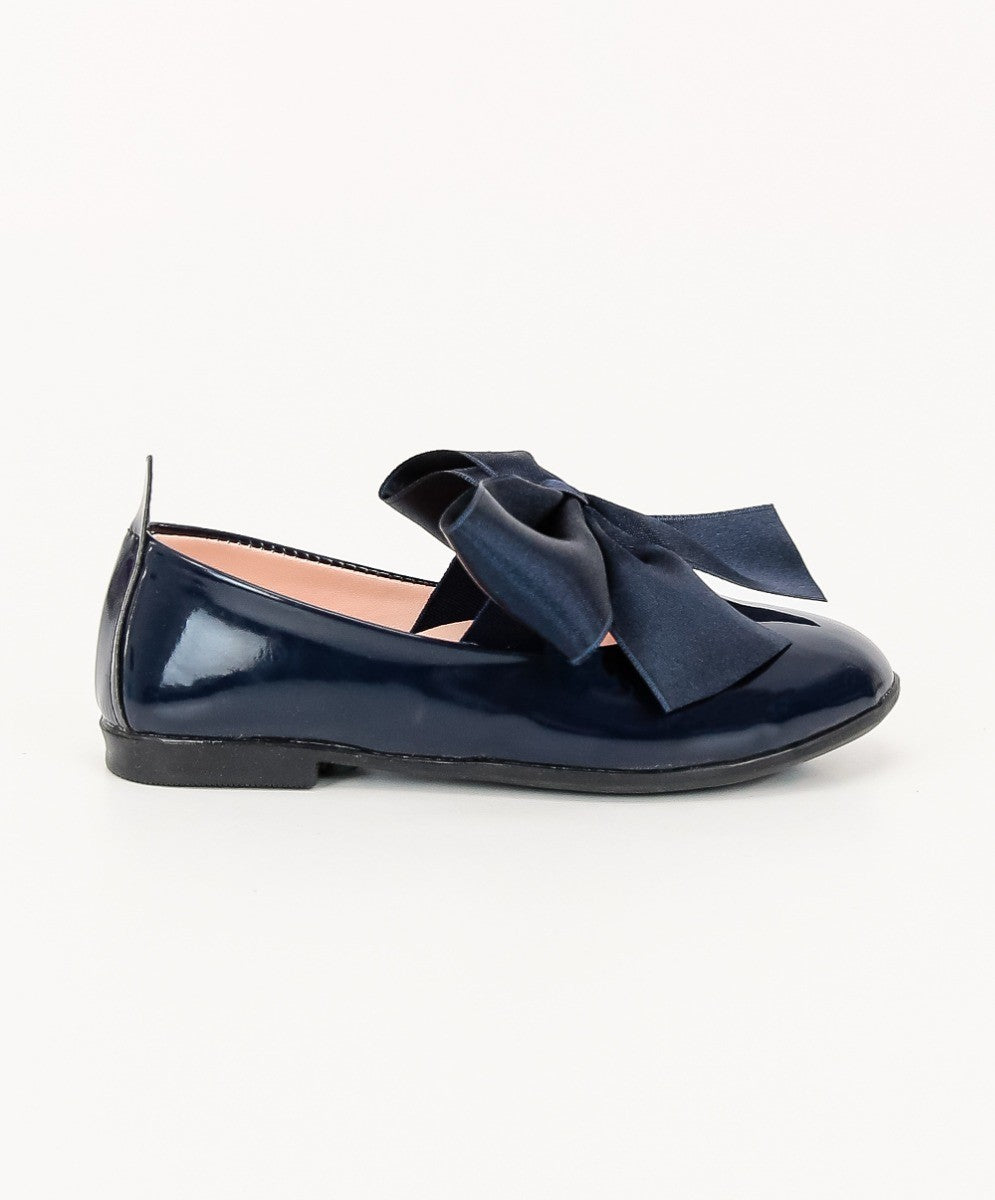 Girls Patent Flat Mary Jane Shoes - ELENA - Navy Blue