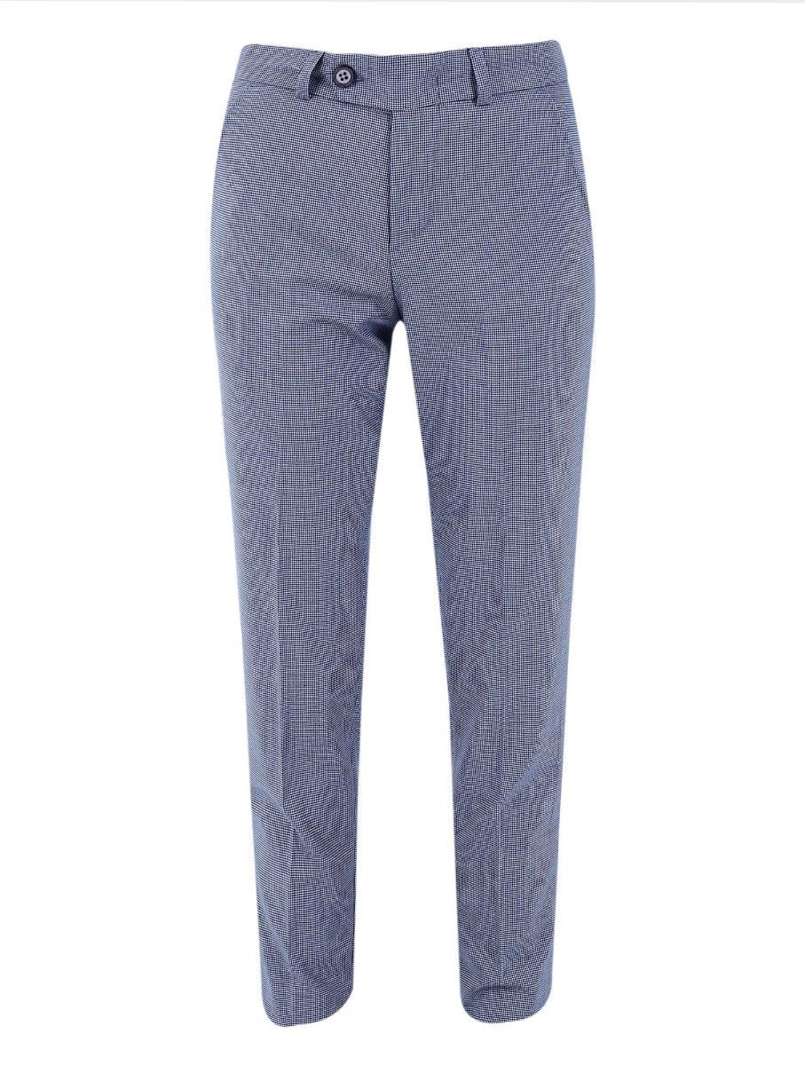 Boys Retro Check Slim Fit Suit - Grey - Navy Blue