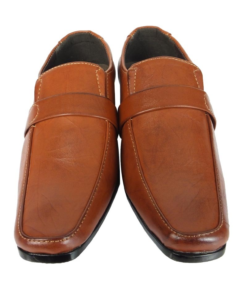 Boys Formal Slip On Tan Shoes - Tan Brown