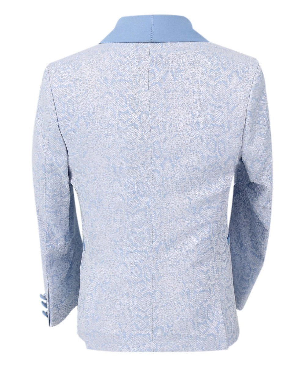 Boys Jacquard Patterned Tuxedo Suit - ASHLEY - Ice Blue